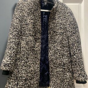 Women's Black and White Tweed Coat